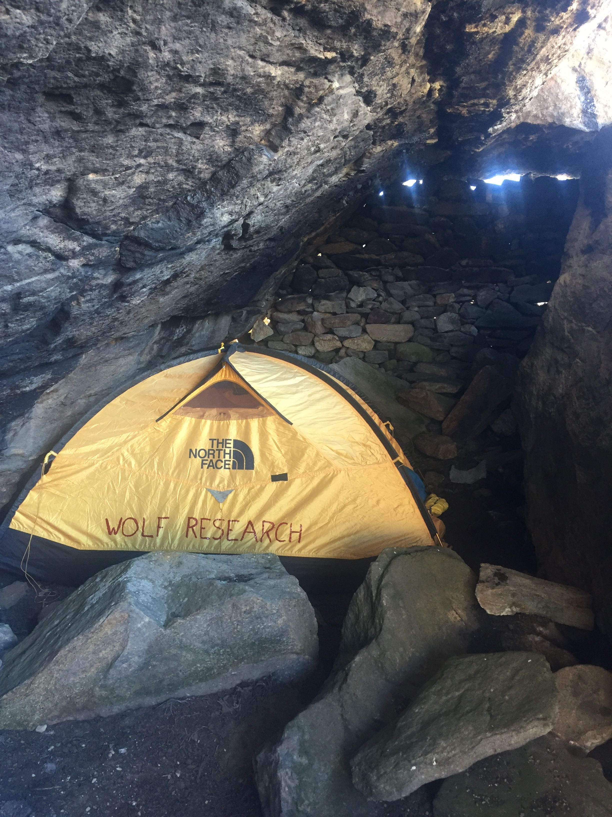 setup inside a cave