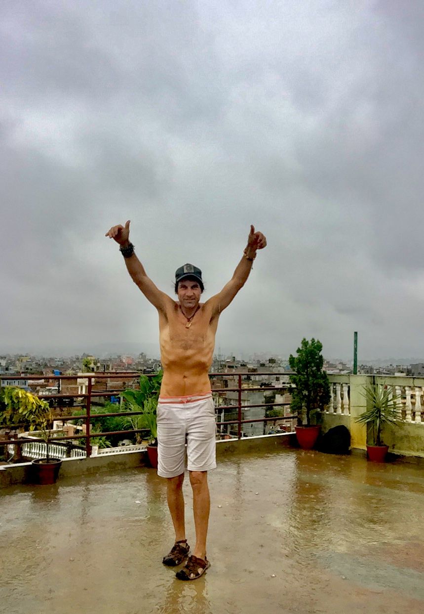 Enjoying the rain in Katmandu