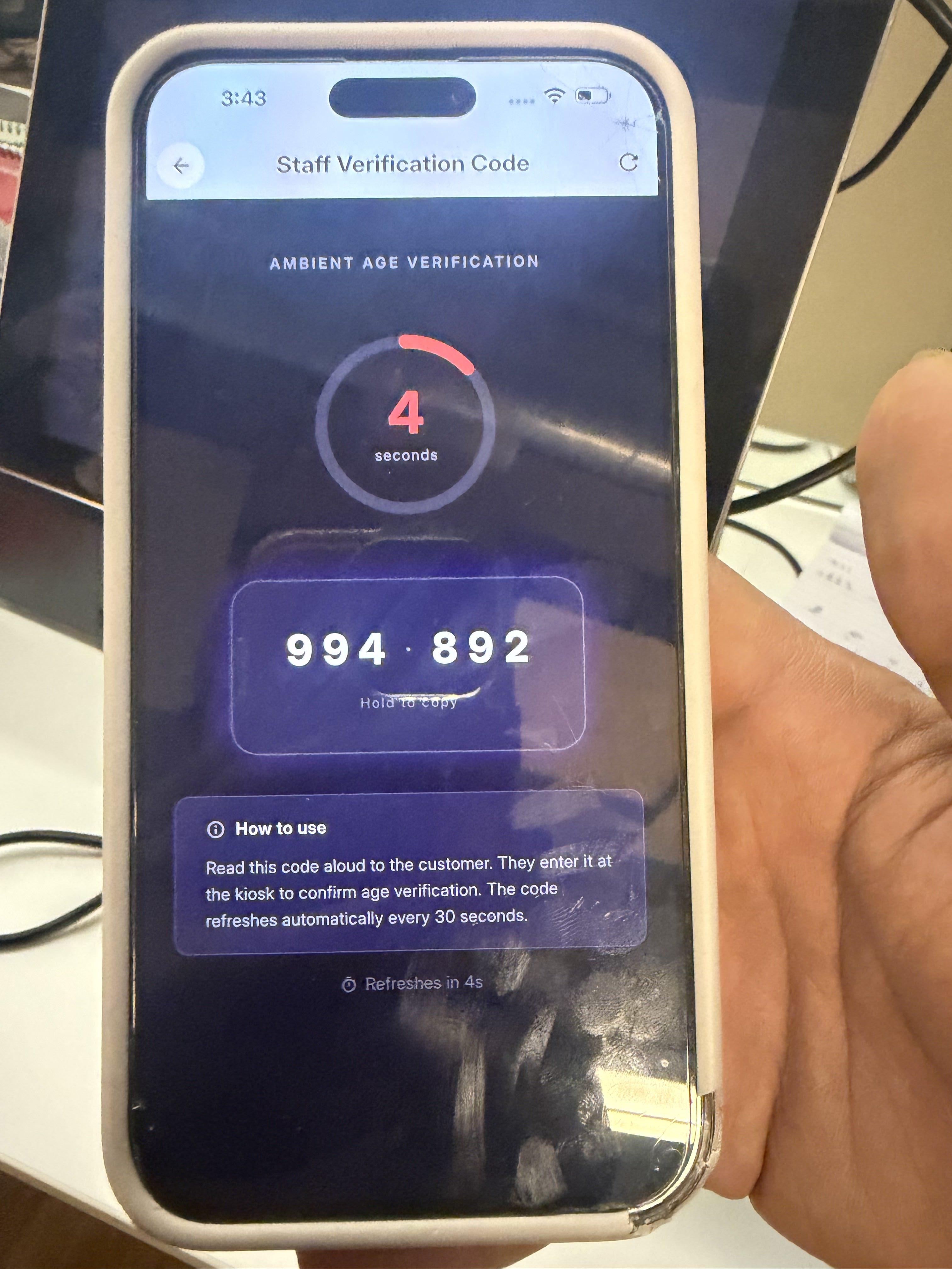 Verificación de edad en Kayana Kiosk — paso 5