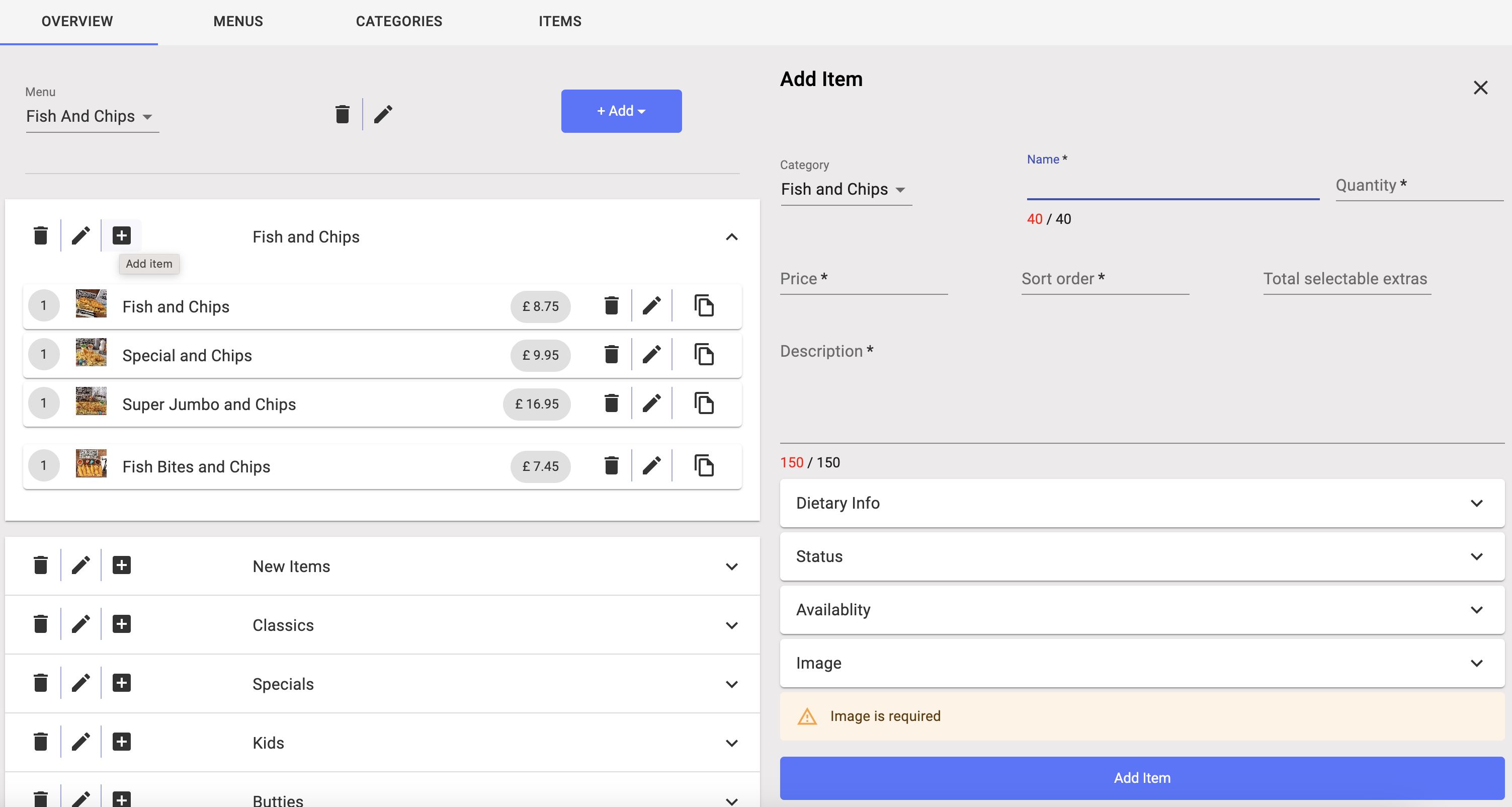 Menu maken in Kayana Partner Admin — figuur 5