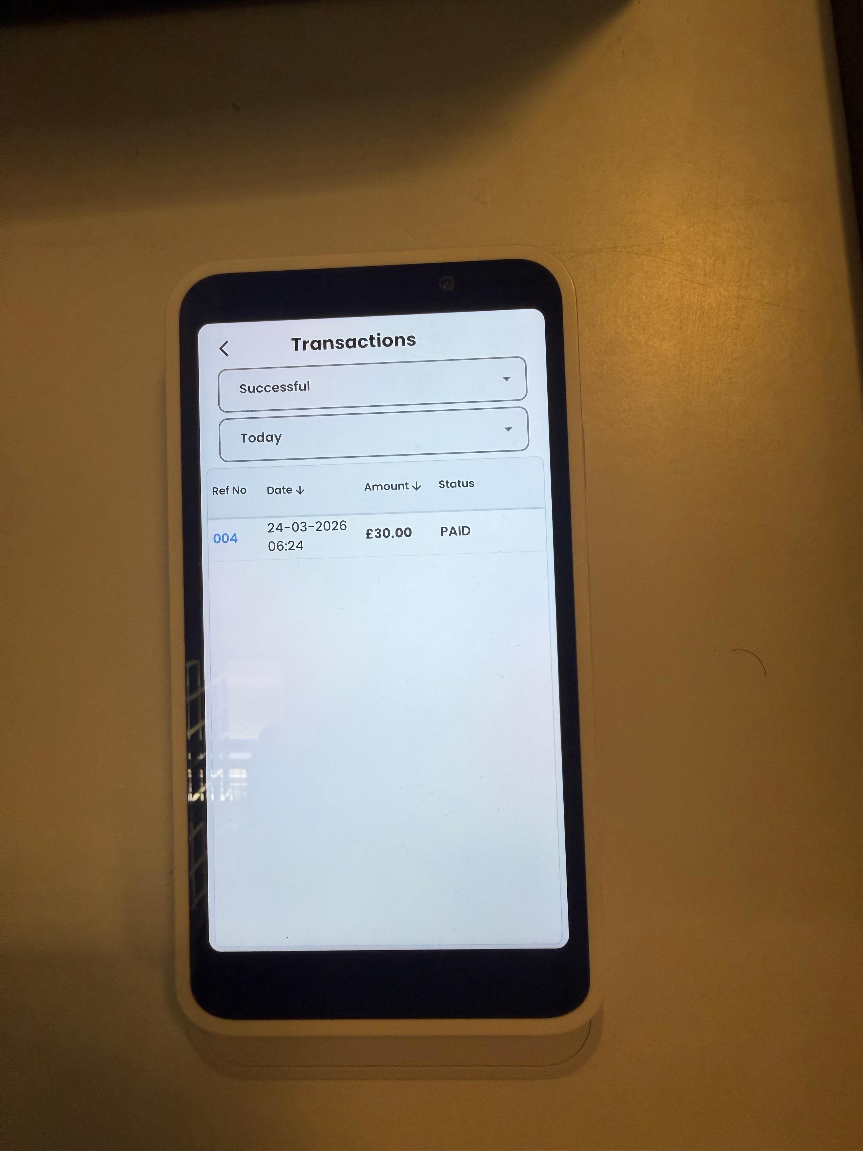 Een weergave van het transactiescherm in de Kayana mPOS-applicatie.