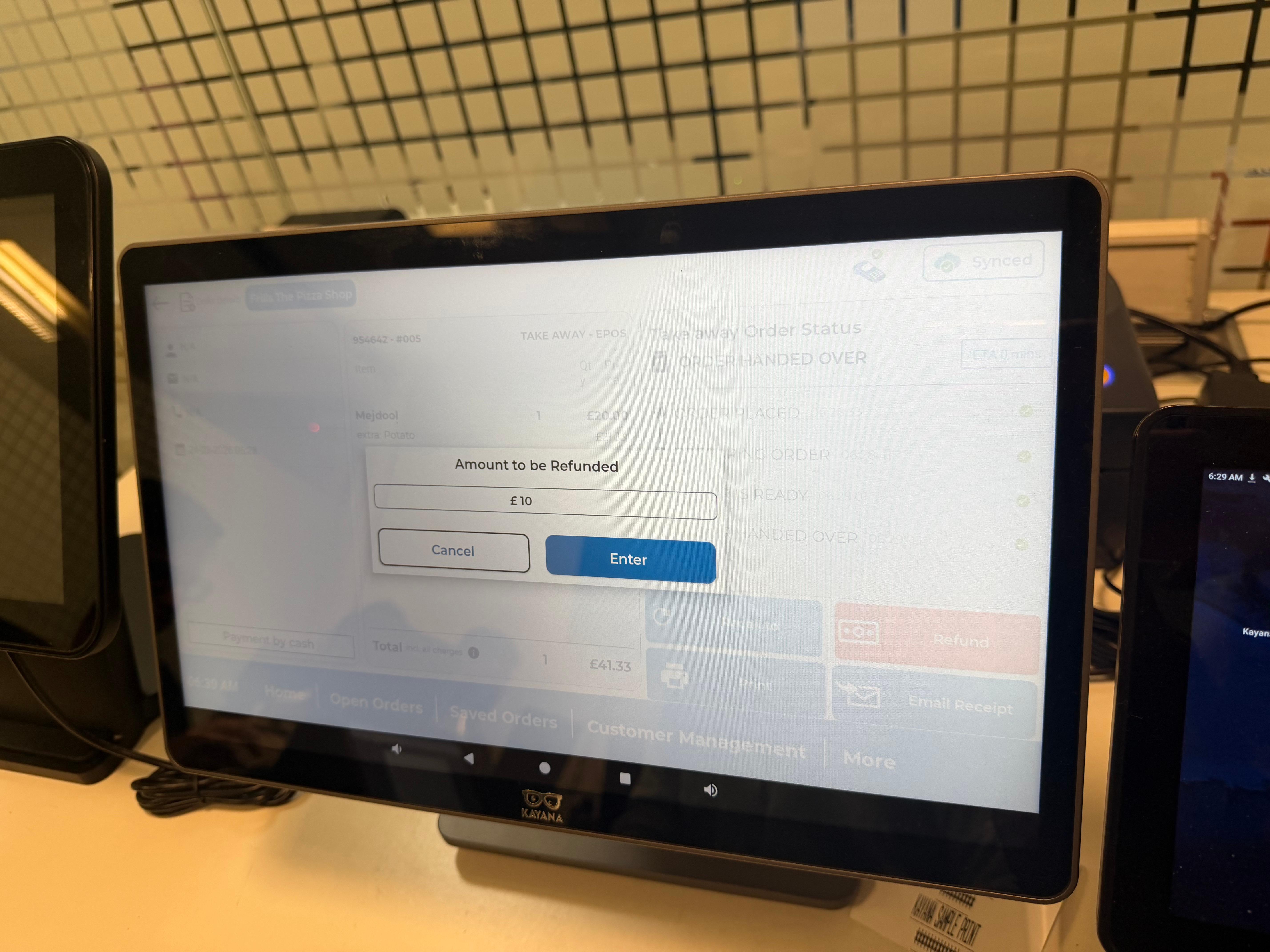 Una vista del pop-up de reembolso parcial.