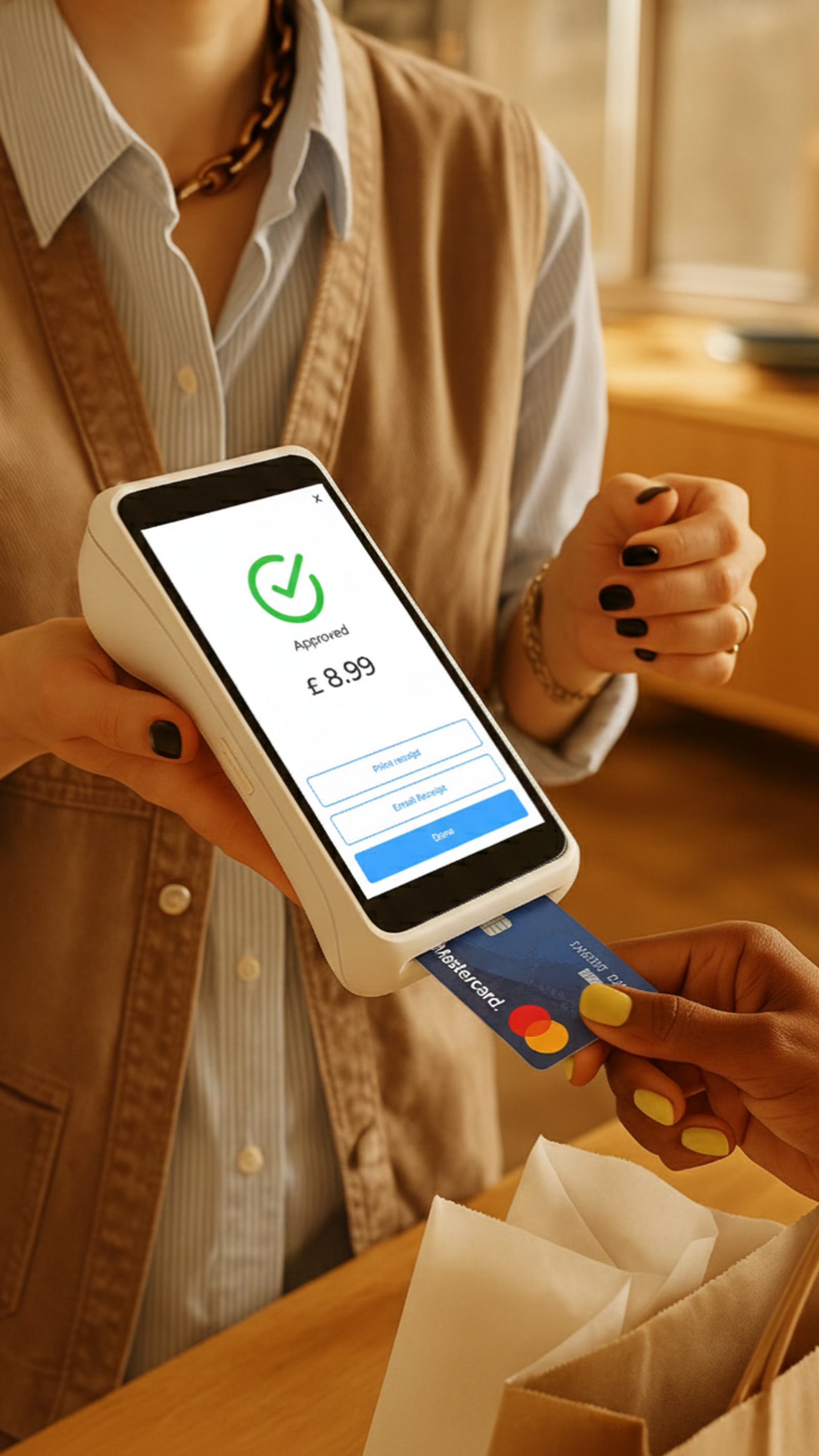 MPOS Handheld in use during a payment
