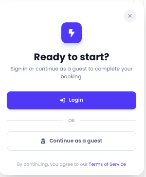 Una vista del pop-up de inicio de sesión.