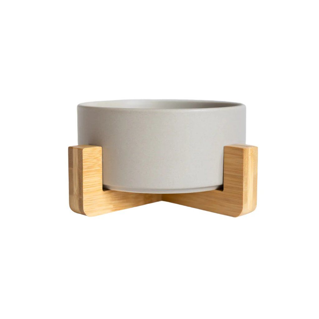 Ceramic Bowl with Wooden Stand
