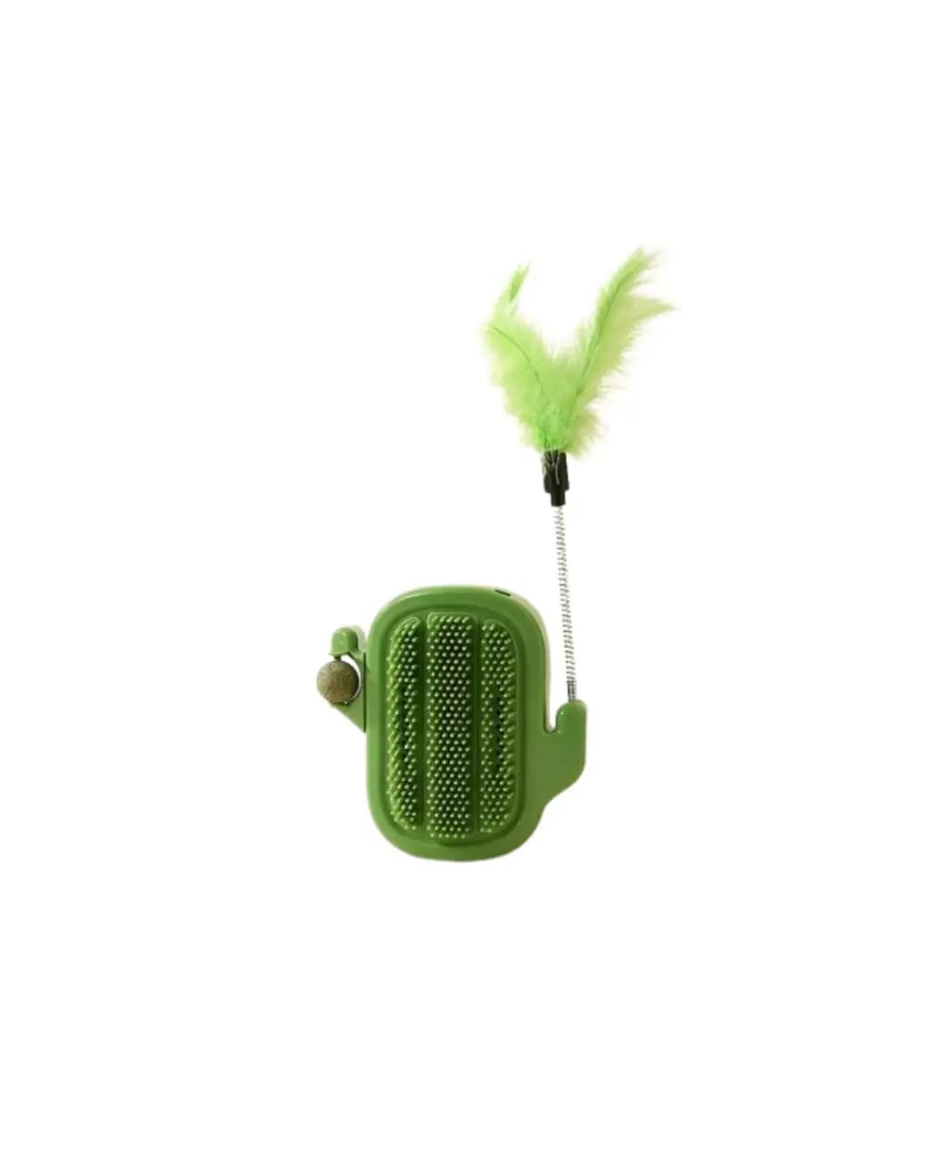 Plastic cat toy with feather