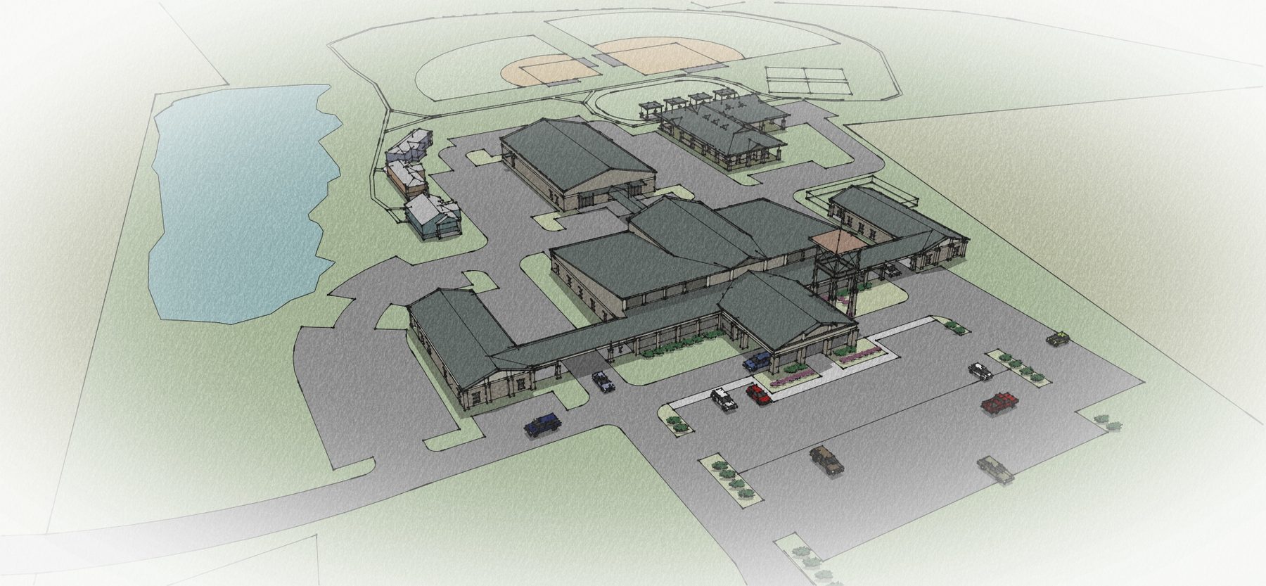 Three-dimensional massing study of a planned development