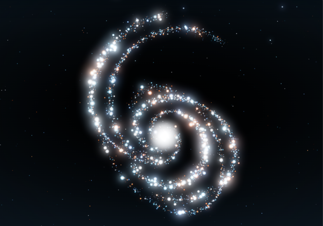 The image depicts a swirling galaxy with a bright central core surrounded by a spiral of stars and cosmic dust. The visual representation evokes themes of exploration and the vastness of space, aligning with concepts of artificial intelligence and innovation, as reflected in the editorial context.