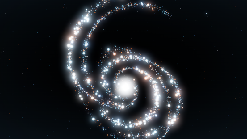 The image depicts a swirling galaxy with a bright central core surrounded by a spiral of stars and cosmic dust. The visual representation evokes themes of exploration and the vastness of space, aligning with concepts of artificial intelligence and innovation, as reflected in the editorial context.