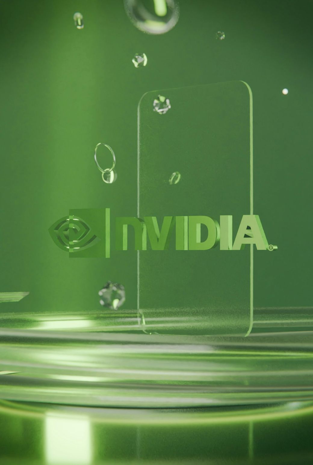 The image features a transparent phone with the NVIDIA logo prominently displayed. It is set against a green background, creating a sleek and modern aesthetic that suggests a focus on technology. — Credit: Photo by Brecht Corbeel on Unsplash