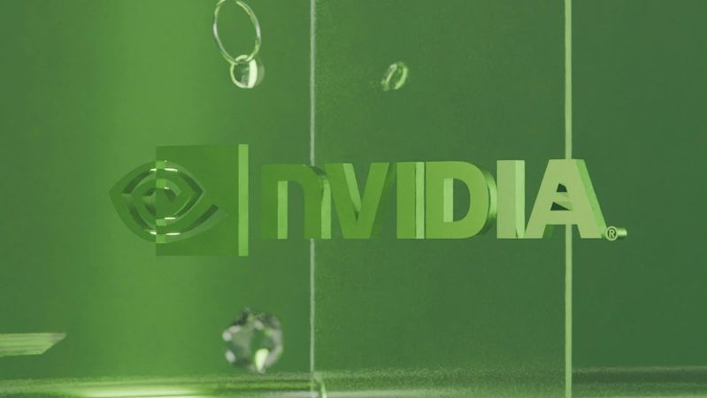 The image features a transparent phone with the NVIDIA logo prominently displayed. It is set against a green background, creating a sleek and modern aesthetic that suggests a focus on technology.