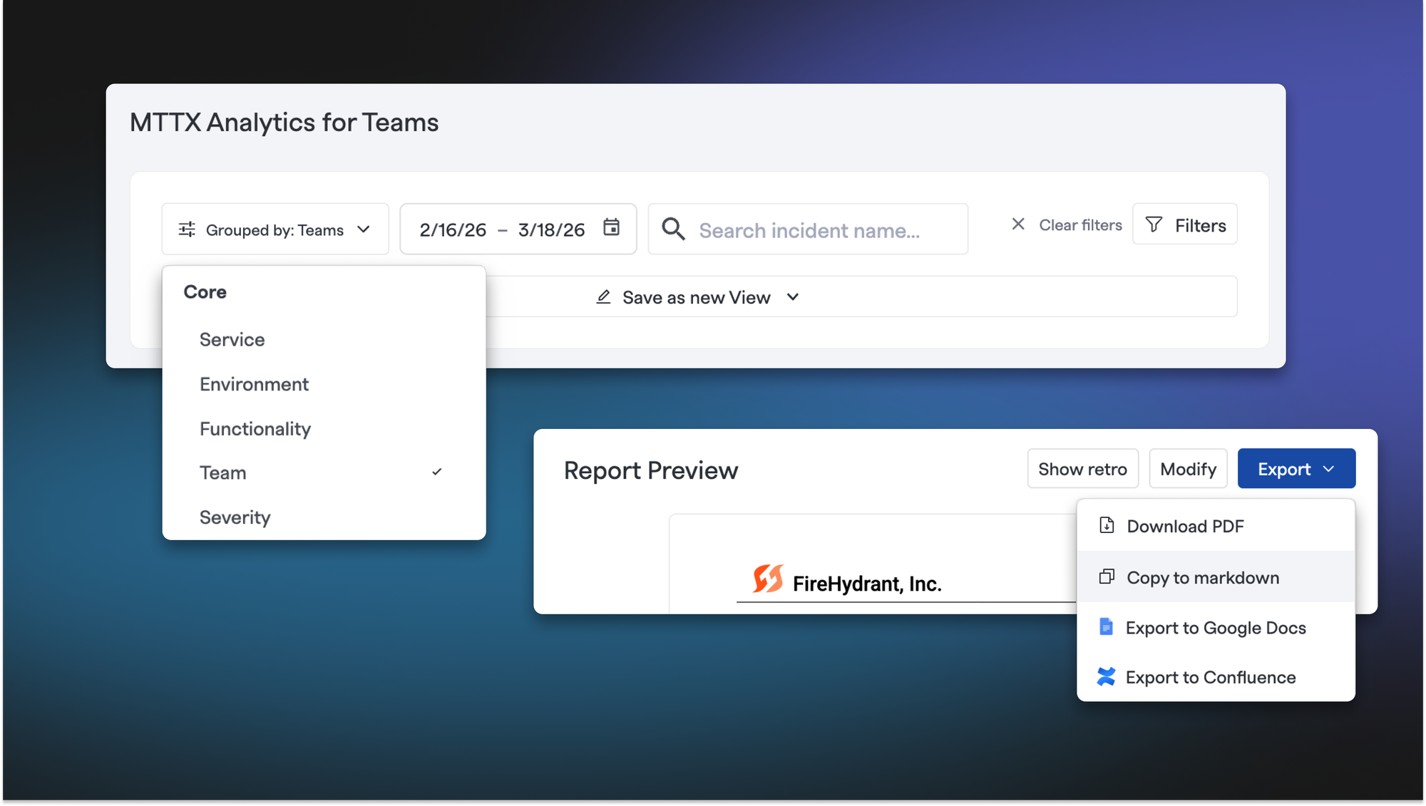 Consolidated Analytics Pages and Copy Retrospective to Markdown 