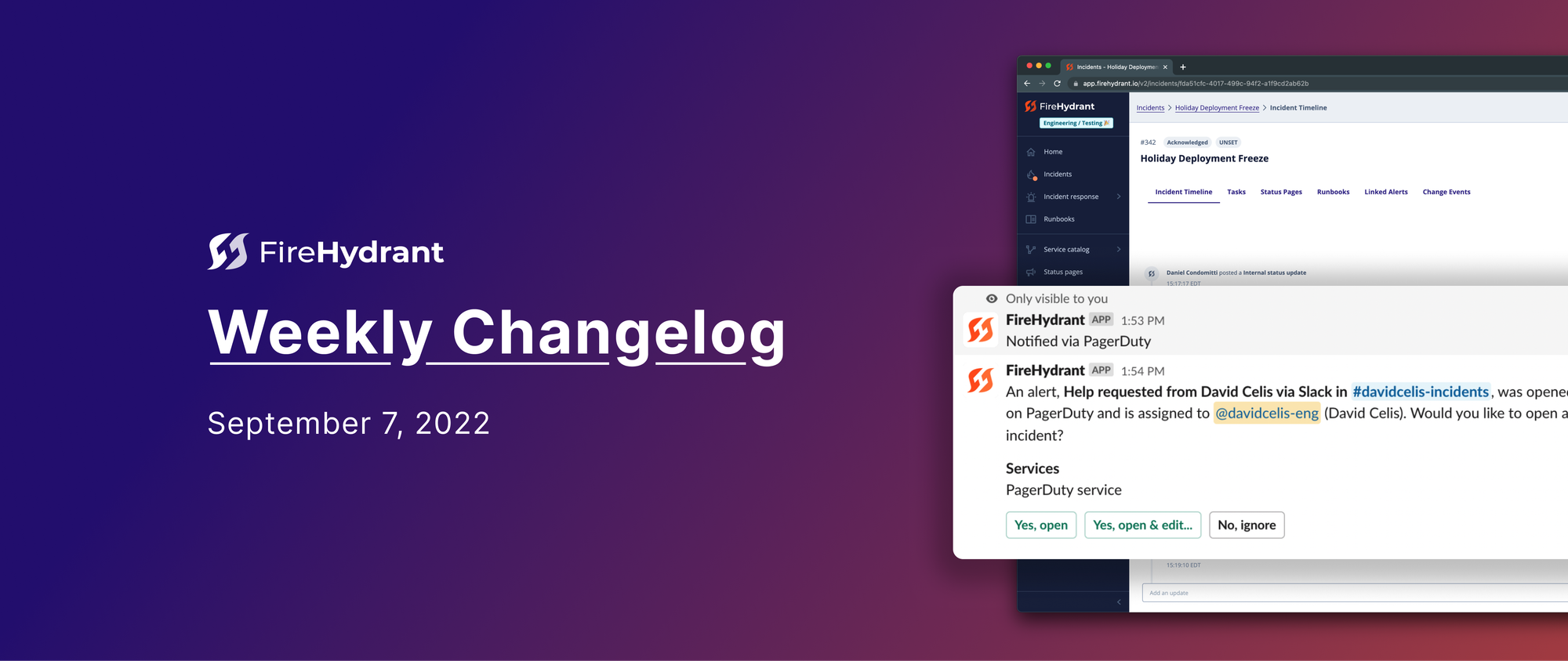 Incident Management Timeline updates and Slack Message fixes