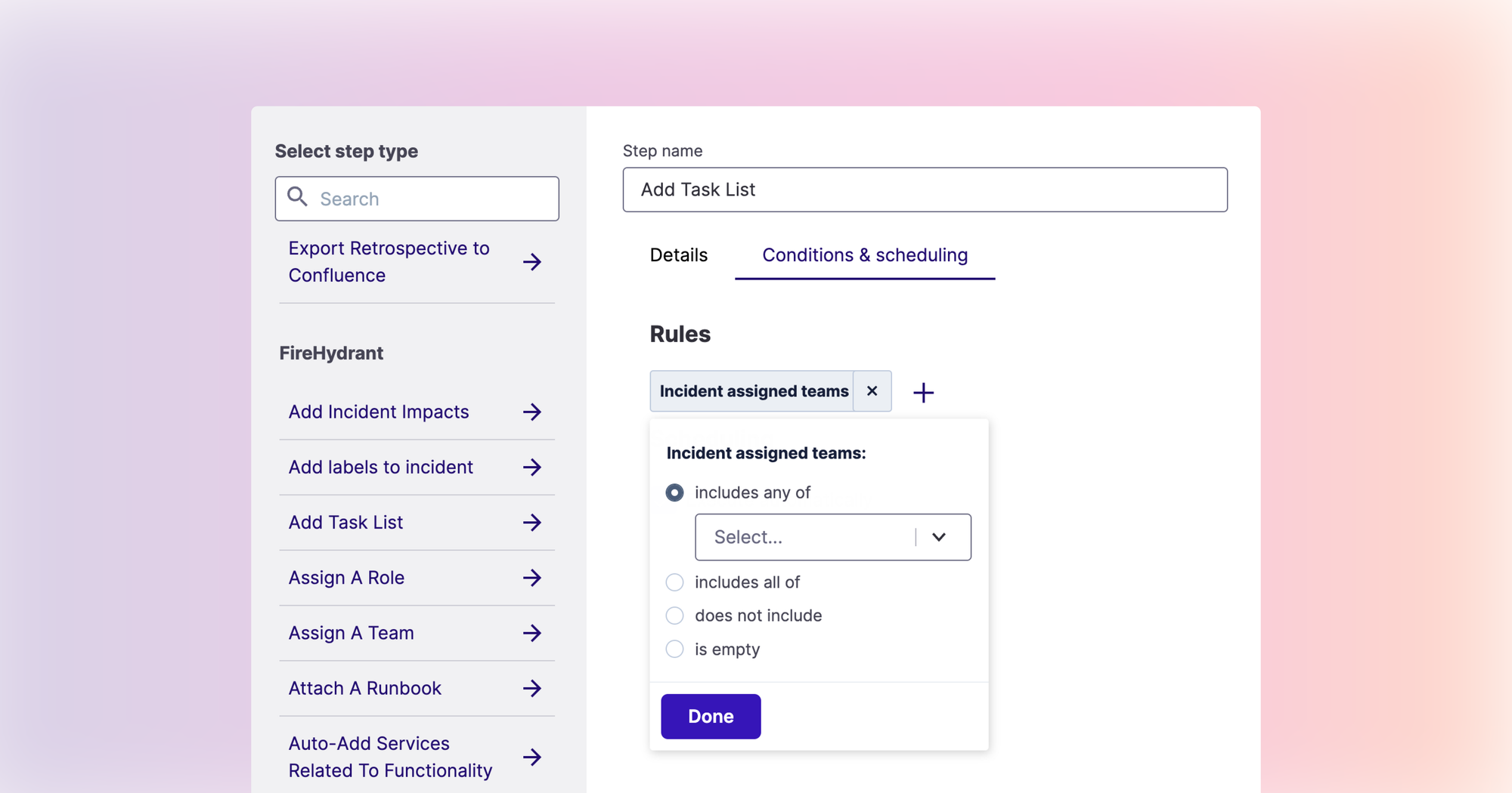 Runbooks Conditions for Team Assignment
