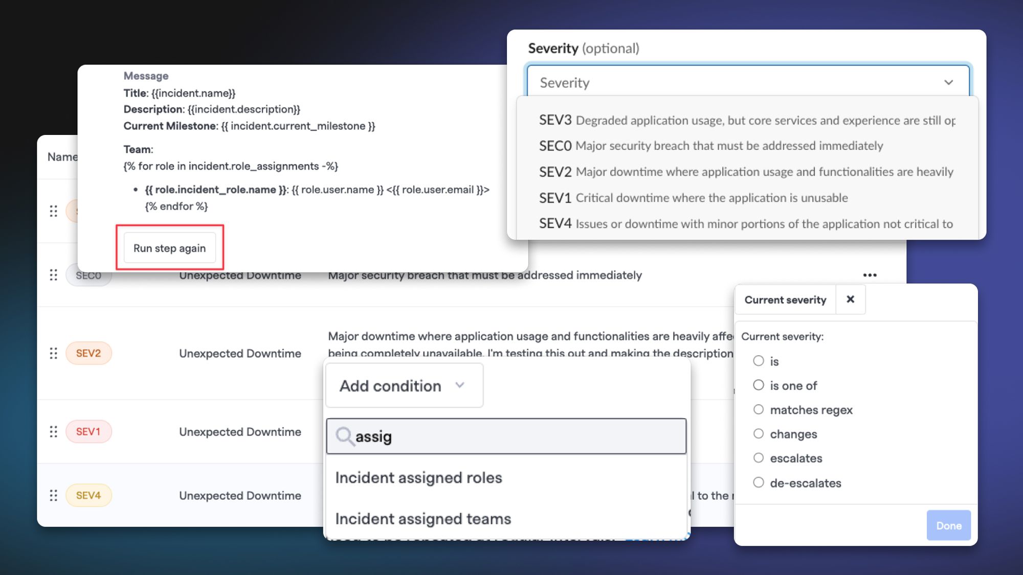 Rerun Any Runbook Step, More Milestone and Severity Conditions, Reordering Severities, and more!