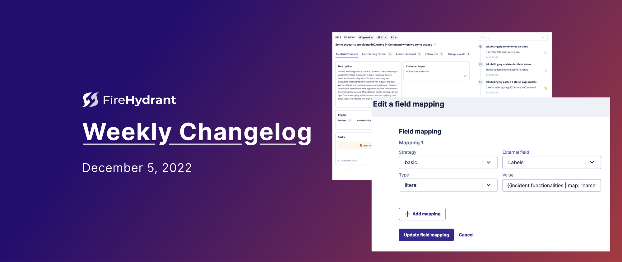 Jira Field mapping and threaded incident updates