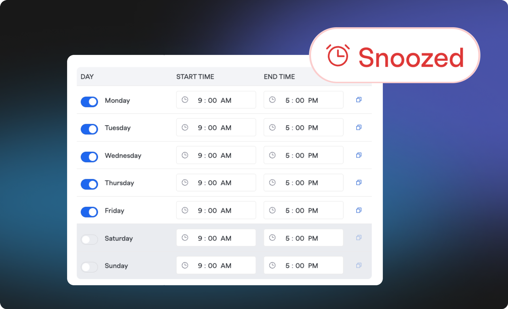 Support Hours Now Snoozes Alerts