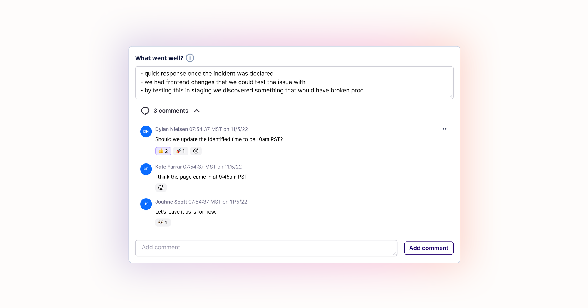 Introducing Commenting in Retrospectives