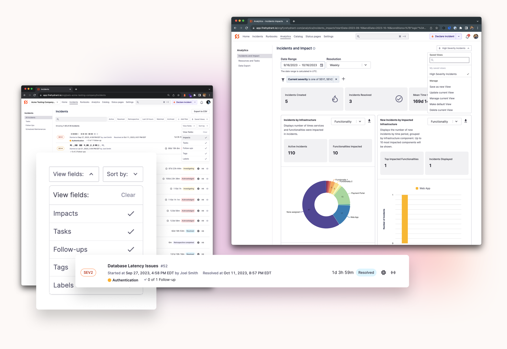 Saved Views in Analytics and Customizing Fields on the Incidents Page