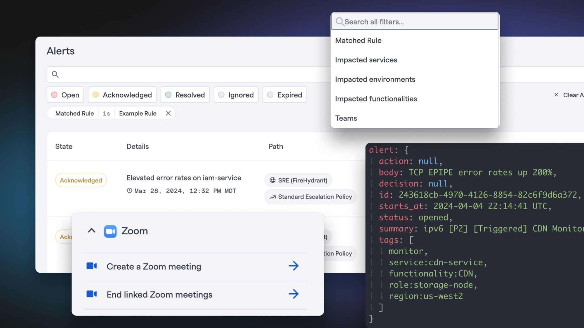 Alert Filtering, Tags in Alert Webhooks, End Linked Zoom Meetings, and more