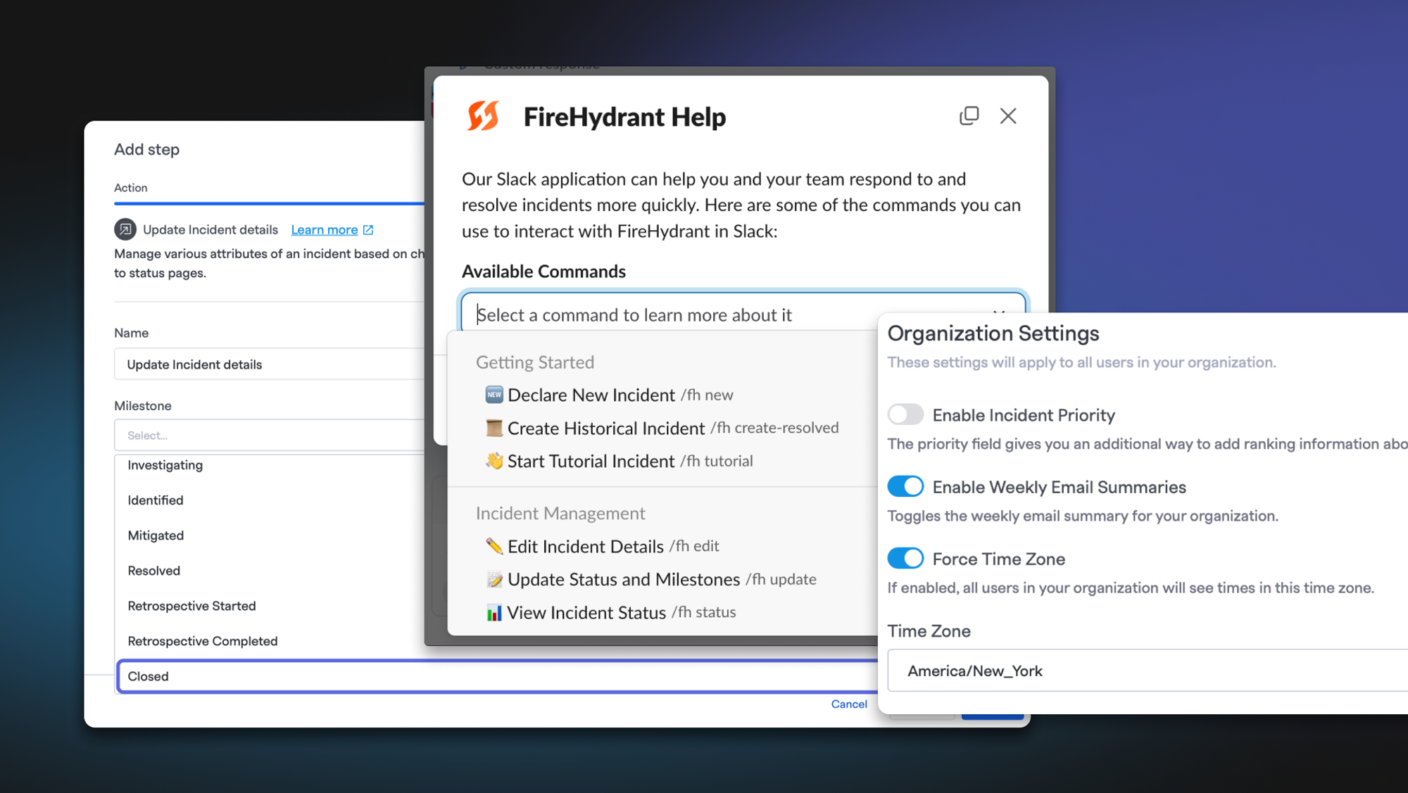 More Control in Organization Settings, Enhanced Help Command in Slack, and Automated “Closed” Milestone in Runbooks
