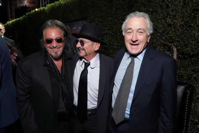 Al Pacino, Joe Pesci and Robert De Niro in dark suits at The Irishman premiere in Hollywood