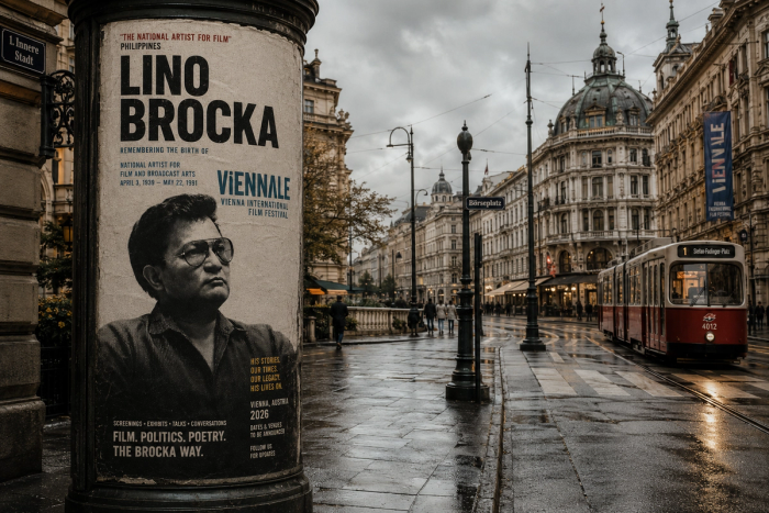 Graphic poster art for the Lino Brocka film retrospective in Vienna