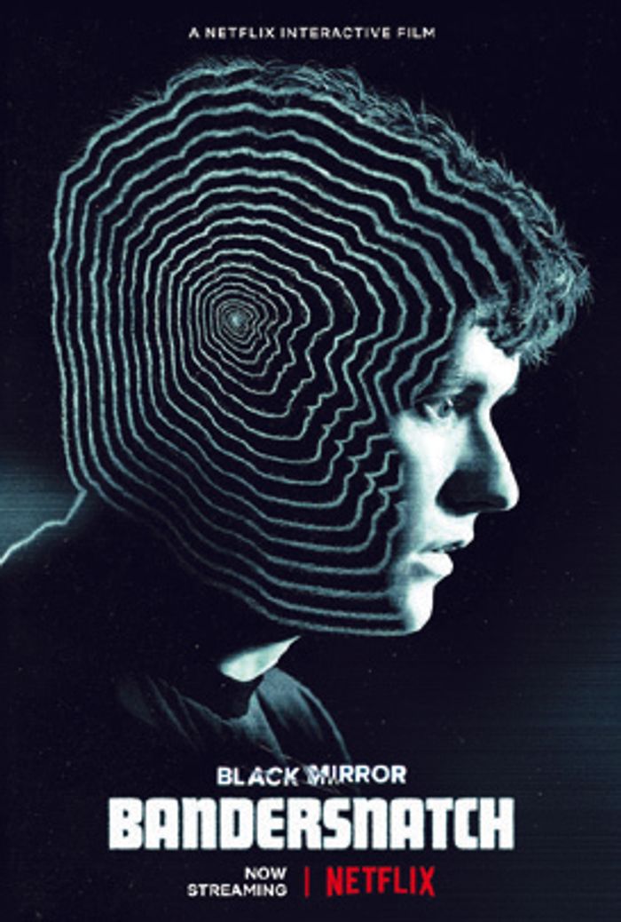 Bandersnatch poster: a young man's profile with concentric rings spiraling over his head