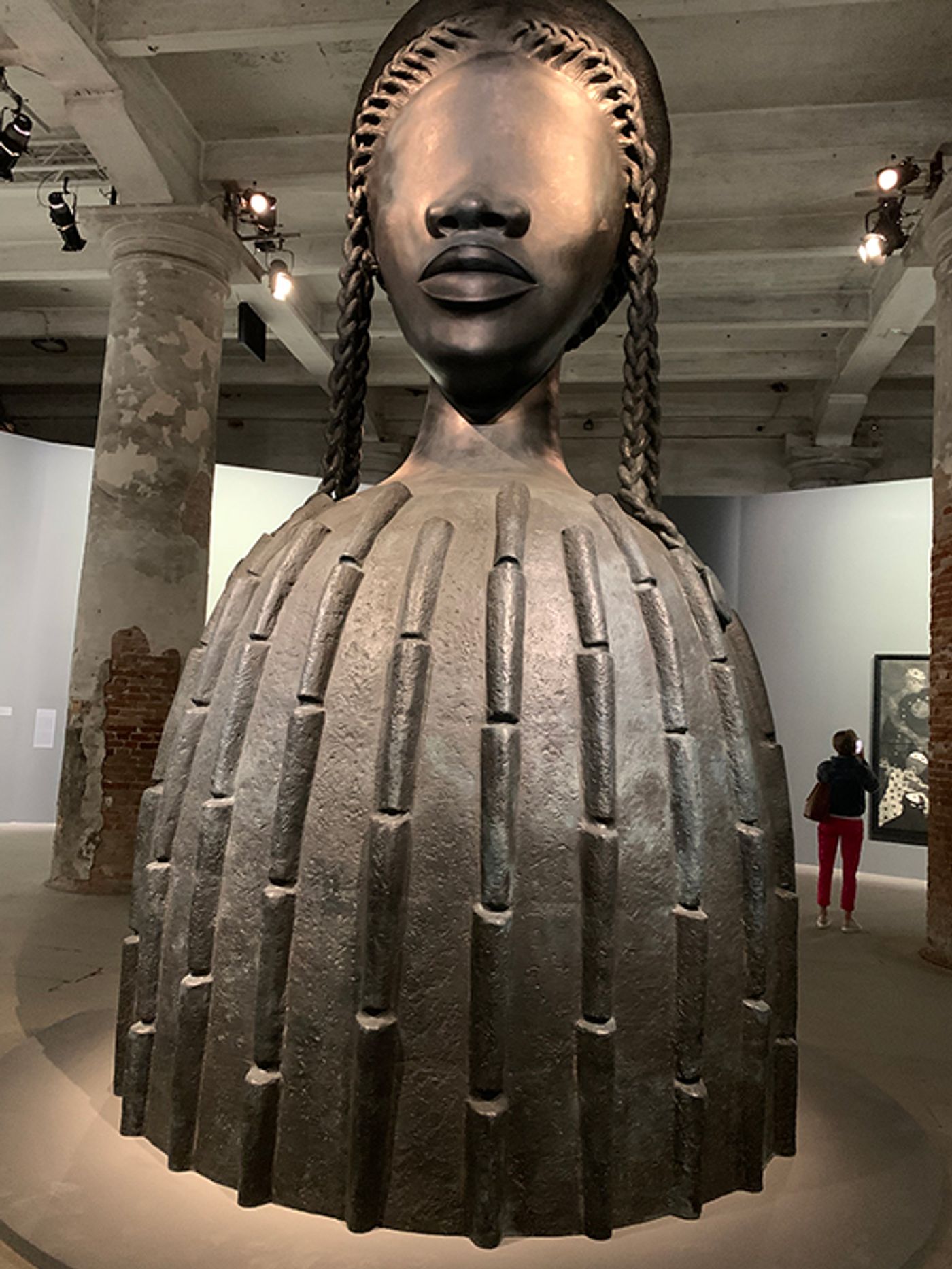 Simone Leigh’s Brick House, a monumental bronze bust of a Black woman with braided hair