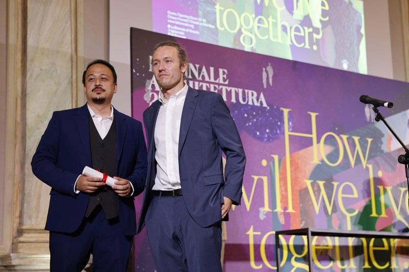 Curators and architects Sudarshan V. Khadka Jr. and Alexander Eriksson Furunes posing together