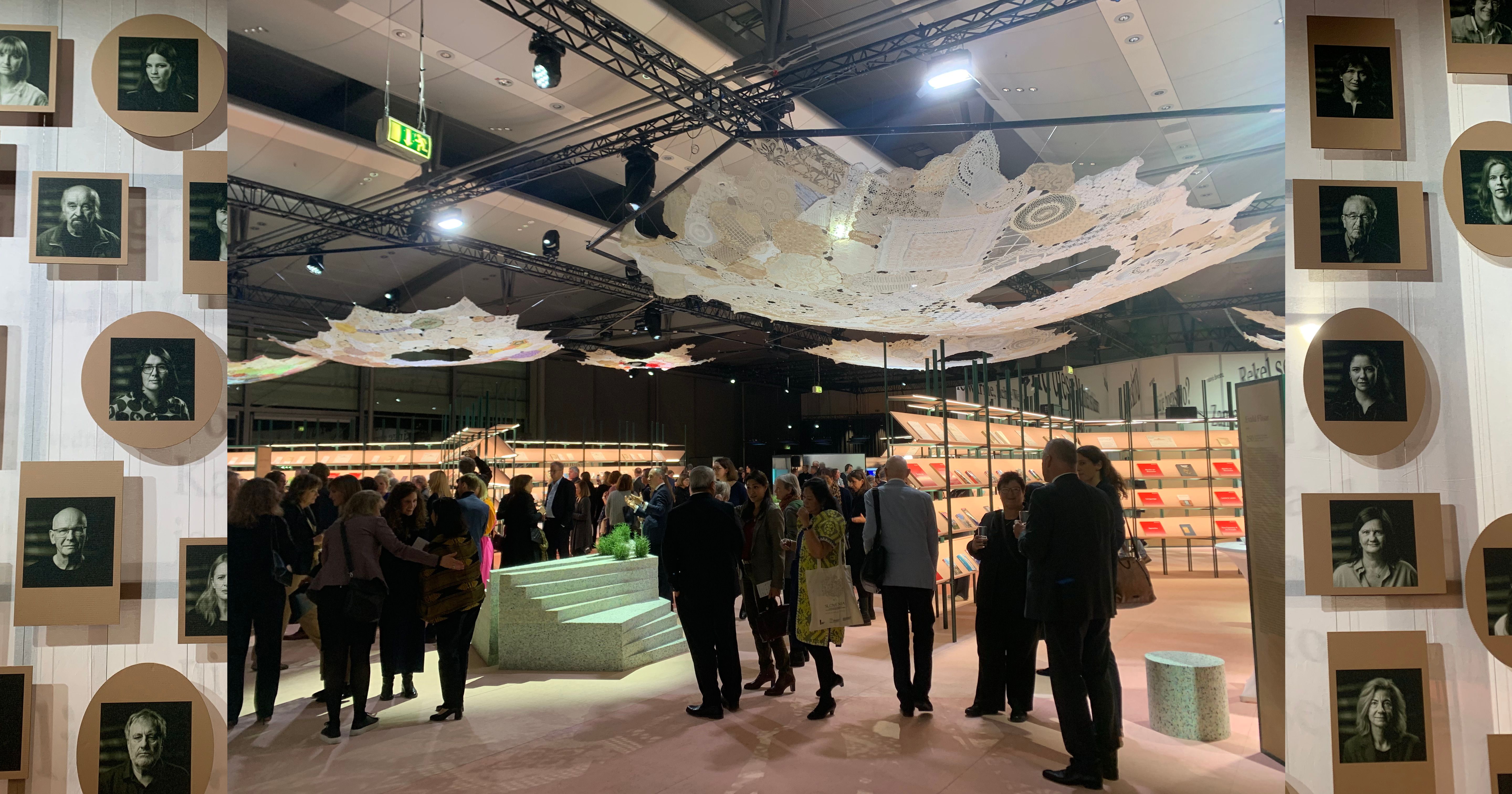The honeycomb-latticed pavilion of Guest of Honour Slovenia at the Frankfurt Book Fair