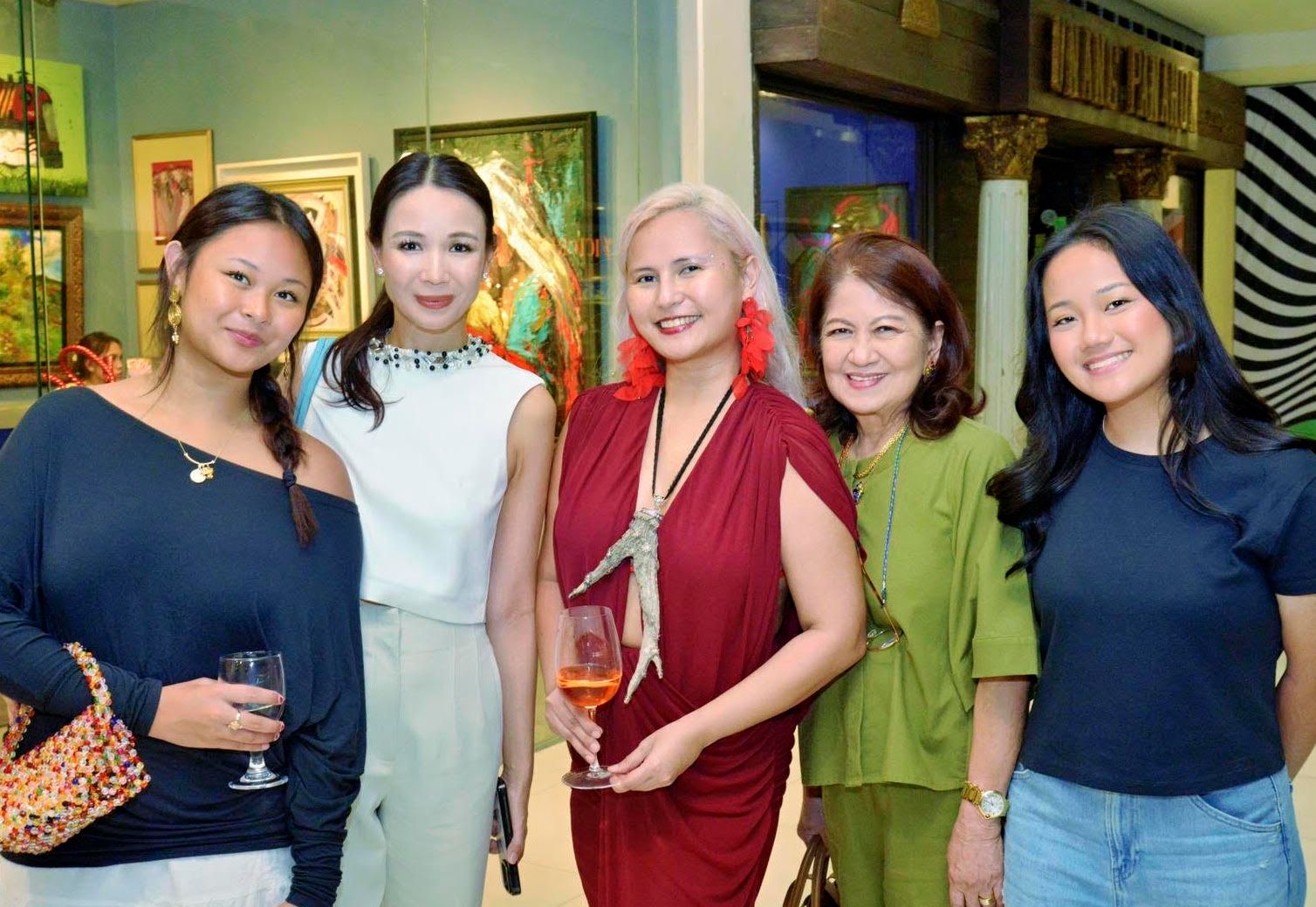 Ines Angara, Tootsy Angara, Katya Angara, Riza Moises and Gabby Moises gathered at the Sorceress opening