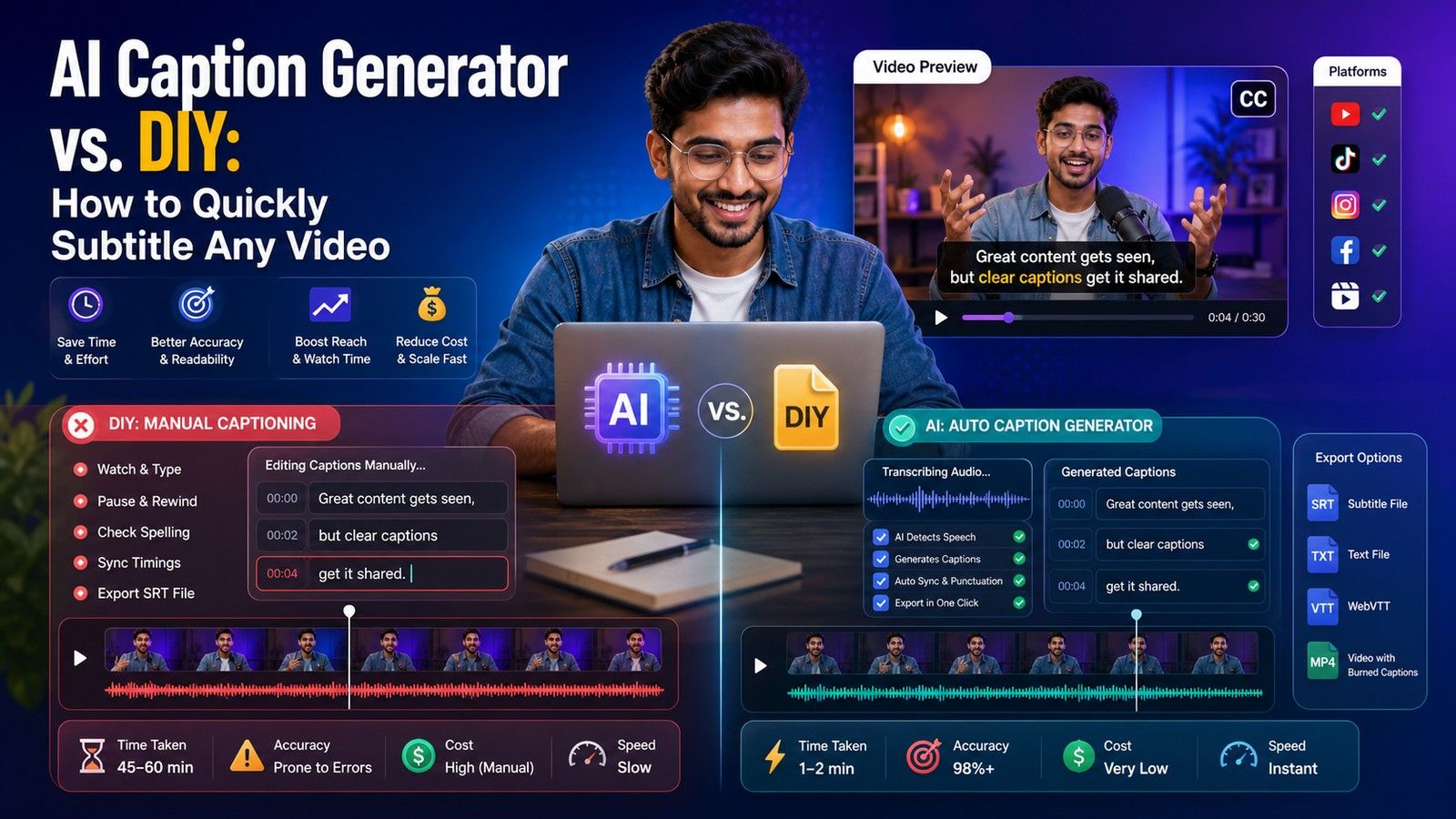 AI caption generator vs manual: Complete Creator Guide | CapsAI