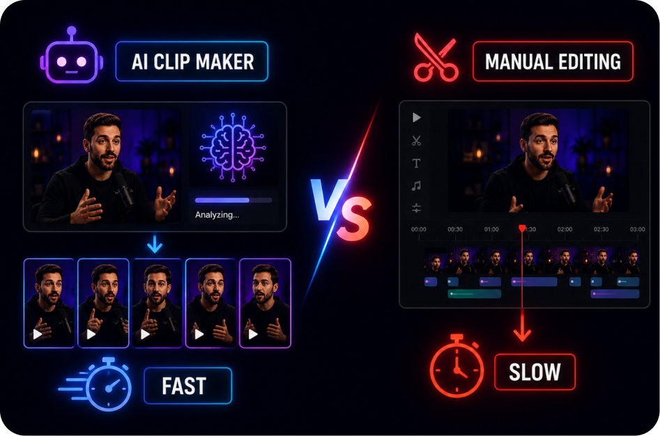 AI Clip Maker vs Manual Editing: Which Is Faster? | CapsAI
