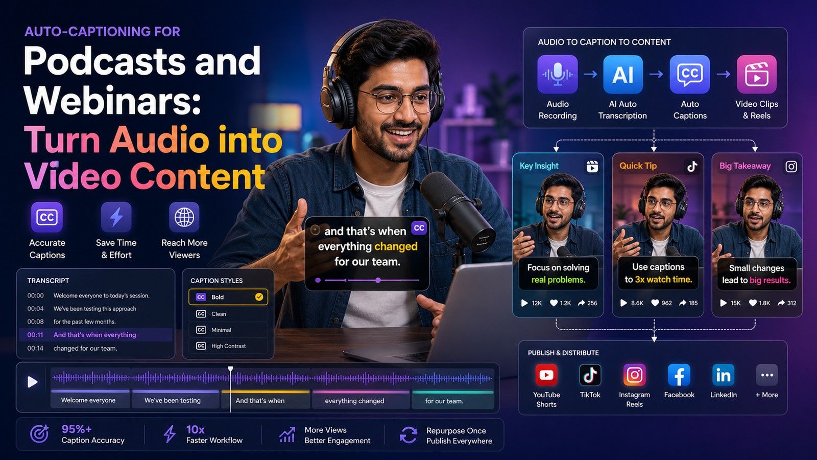 auto subtitle podcast webinar: Complete Creator Guide | CapsAI