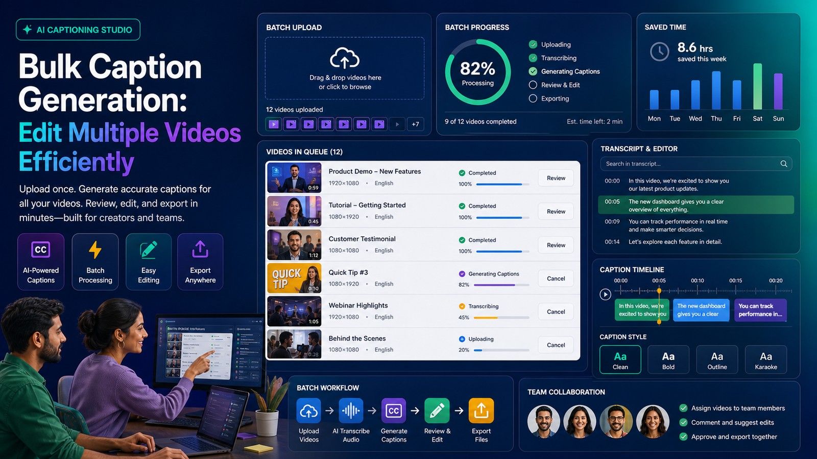 Bulk Caption Generation: Editing Multiple Videos Efficiently