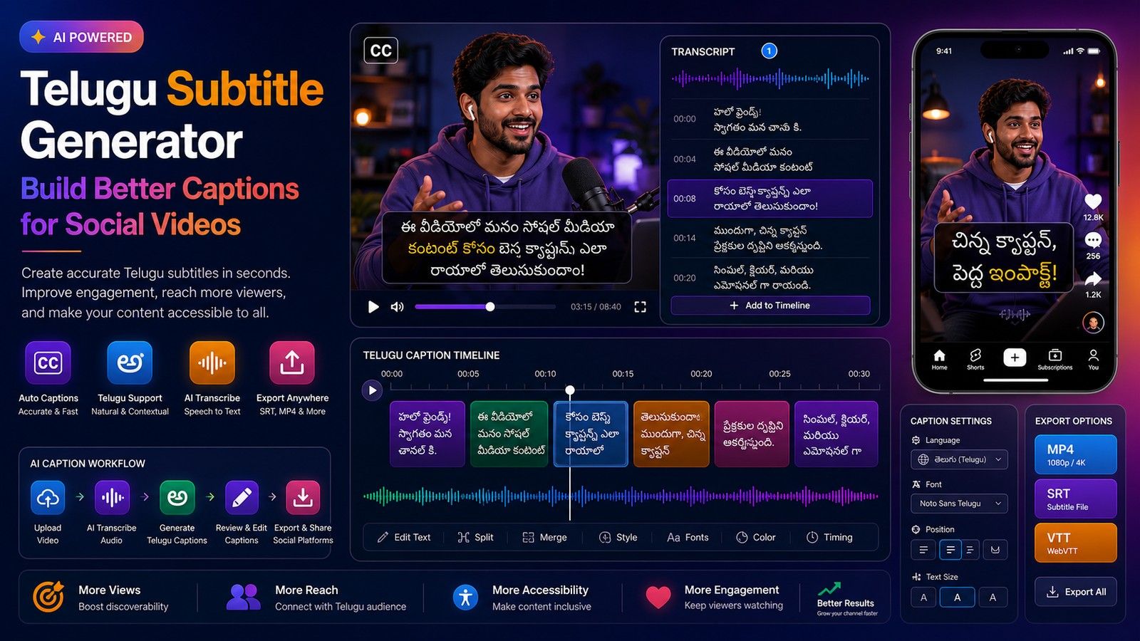 Telugu Subtitle Generator: Build Better Captions for Social Videos