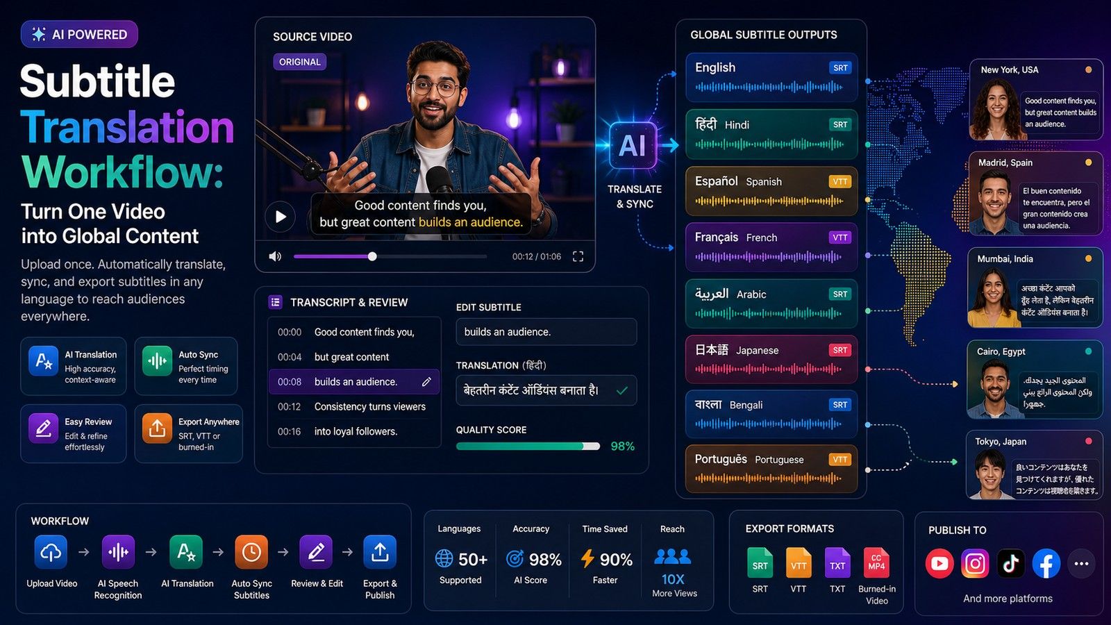 Subtitle Translation Workflow: Turn One Video into Global Content