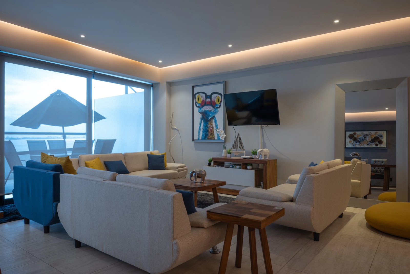 Living room and balcony