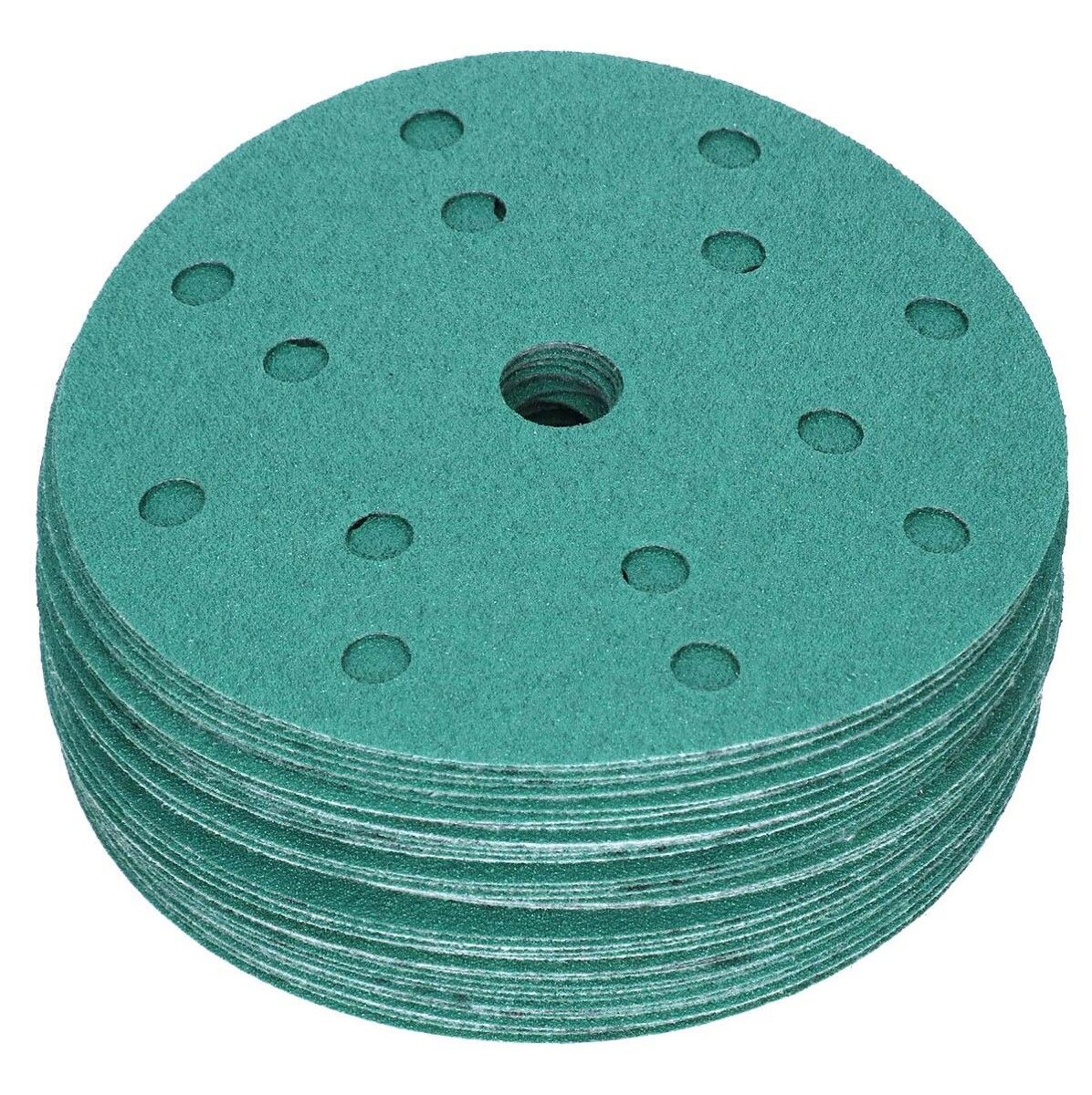 ITALKO Green 150mm 15-Hole Hook-and-Loop Film Sanding Discs – 50 Pack, 150mm, P1500 · Green thumbnail 3
