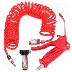ITALKO Air Blow Gun Kit with 5m Coiled Hose and T-Piece, Red · Blister thumbnail 1