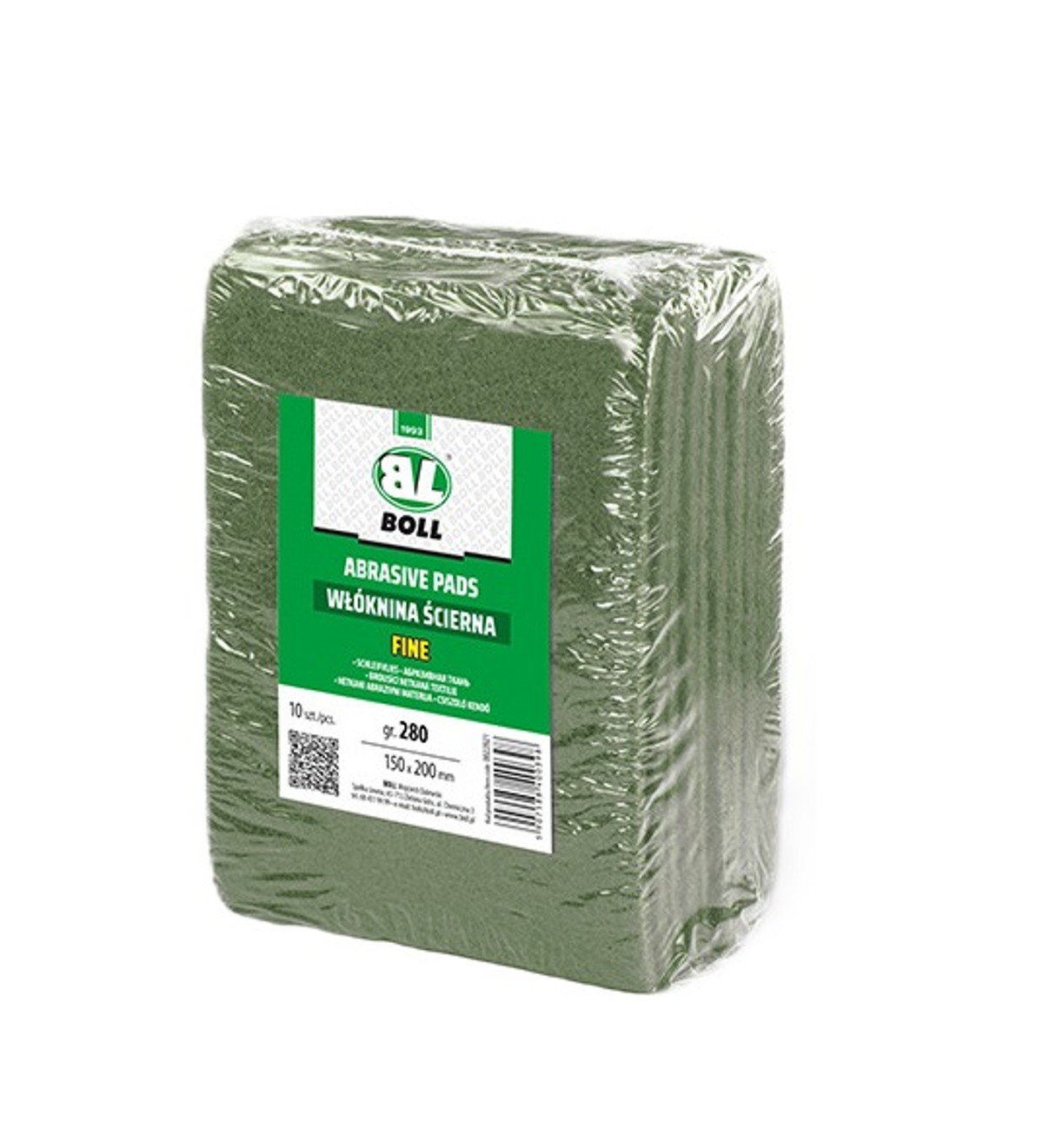 BOLL Non-Woven Abrasive Pads 150 x 200mm, Fine, Grit 280 · Green · Pack