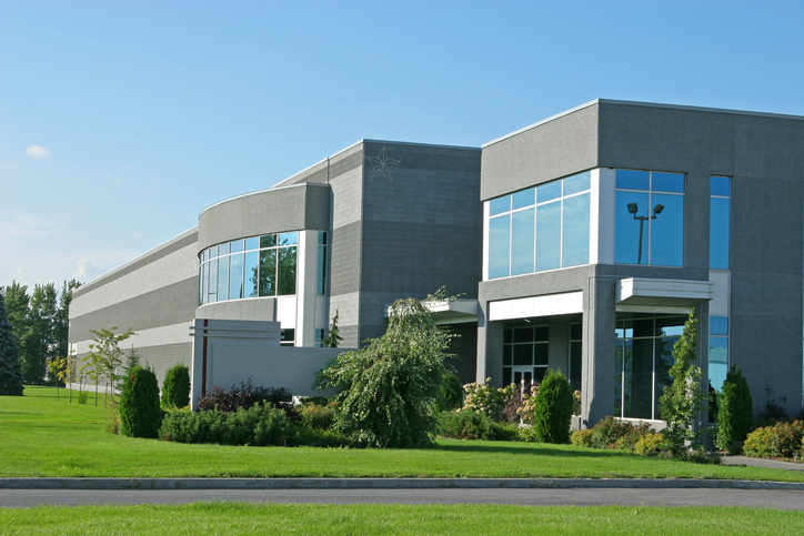 Business offices surrounded by garden