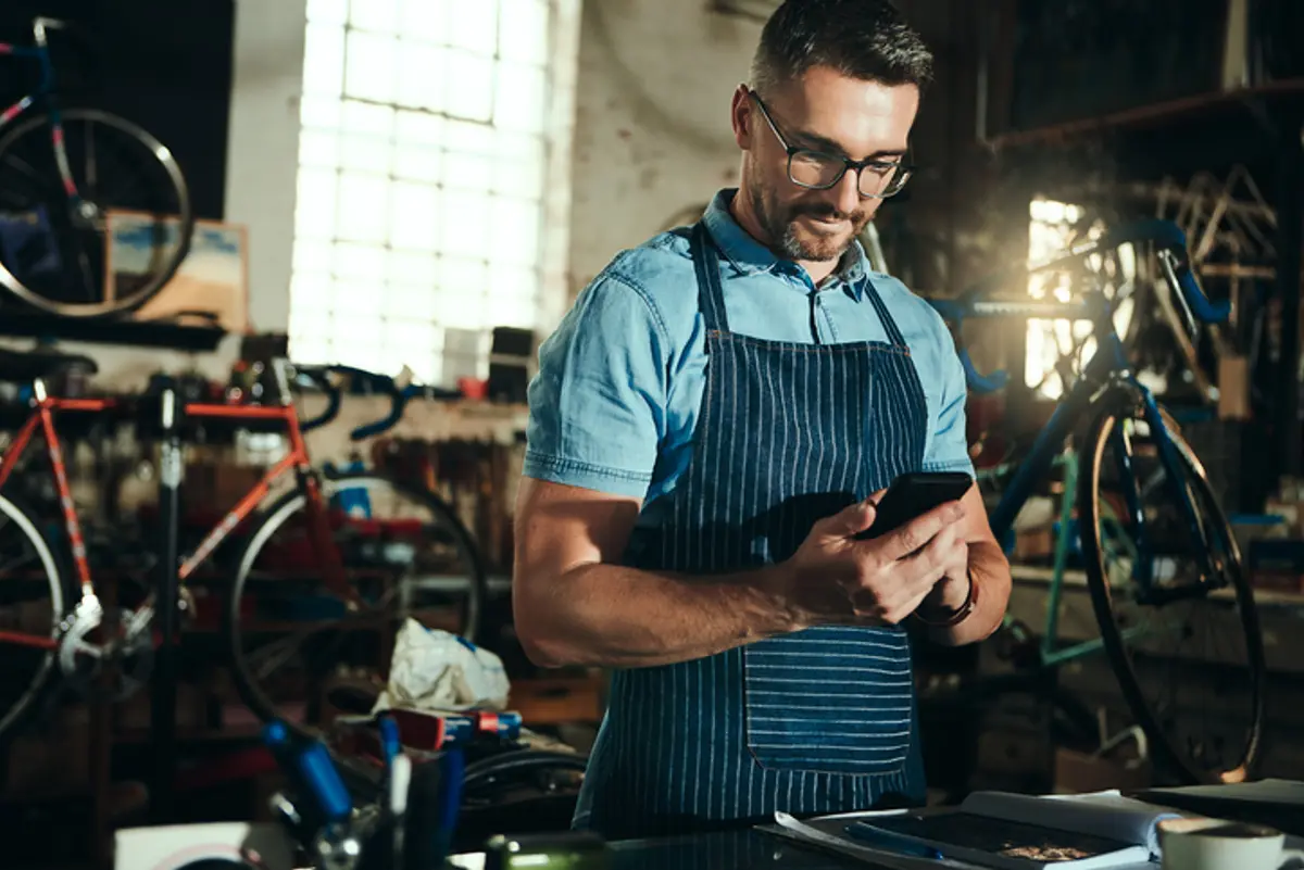 Man working in a bike shop