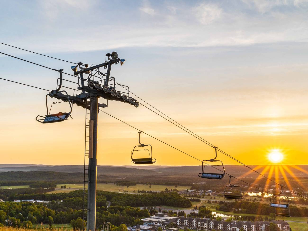 Chairlift at Sunset