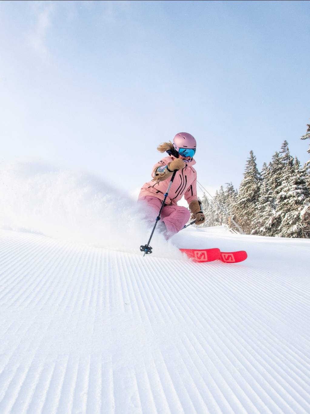 skier in pink