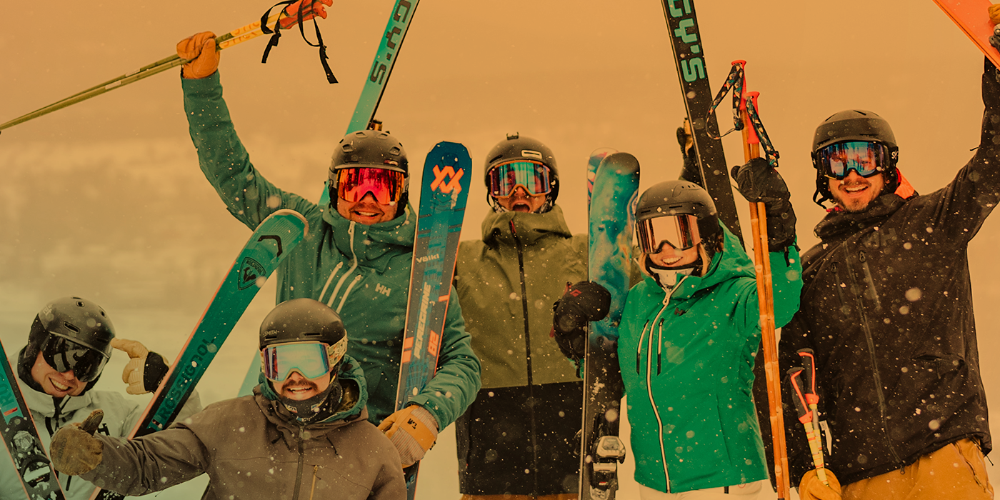 group of skier stoked at summit