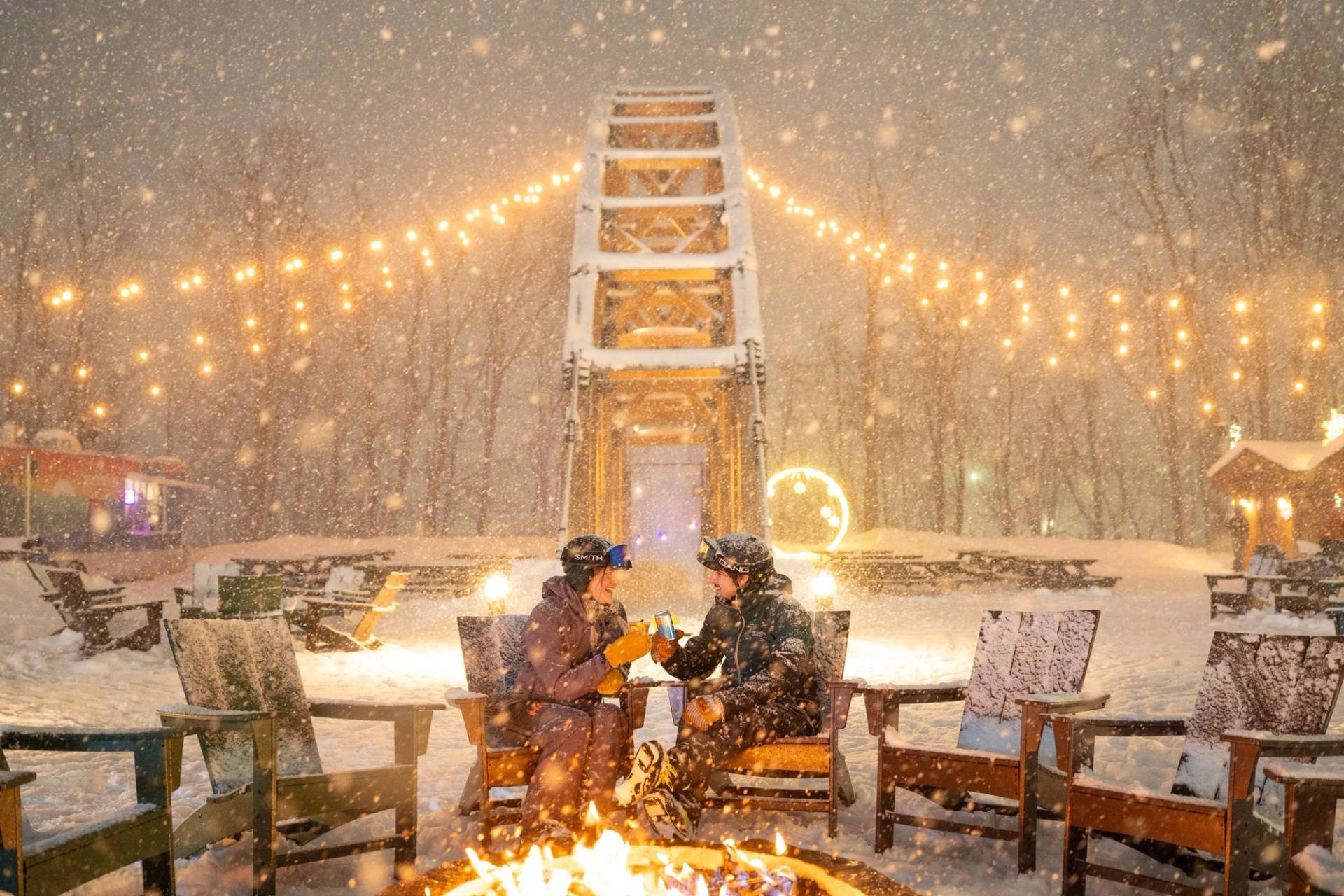 couple sitting fireside