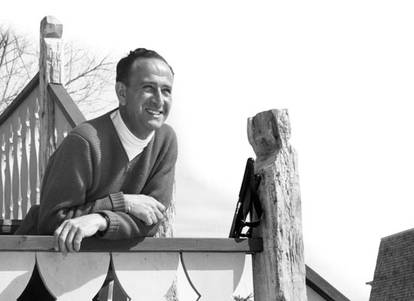 Everett Kircher posing for a picture on steps at Boyne Mountain.