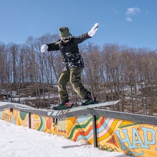 Ali Patrick riding a feature at Boyne Mountain